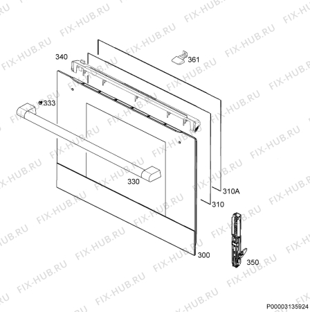 Взрыв-схема плиты (духовки) Ikea SMAKSAK 30411854 - Схема узла Door